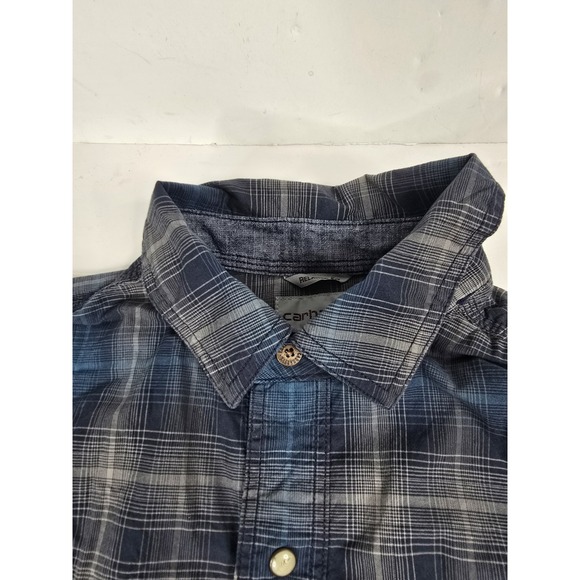 Carhartt Shirt Mens Small Pearl Snap Plaid Relaxed Fit Workwear 103319412 Work - Picture 6 of 12
